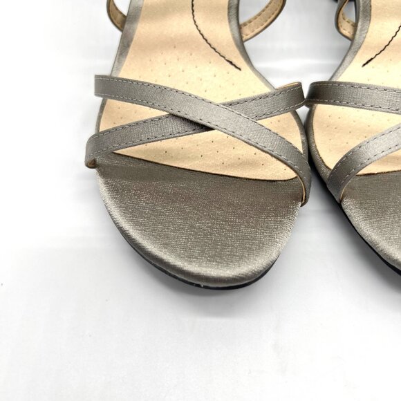 6W 6 WIDE WIDTH Lifestride Womens Flaunt Pewter Silver Dress Sandals Heels Shoes - Picture 4 of 14